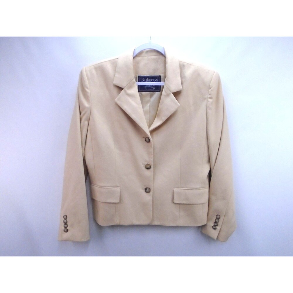 Vintage Burberrys Blazer Womens 14 Cream Angora Silk Wool Jacket Made USA